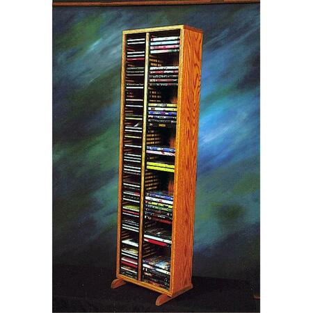 WOOD SHED 211-4 CD-DVD Solid Oak Tower for CDs and DVDs - Individual Locking Slots 211-4 CD/DVD